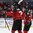 BUFFALO, NEW YORK - DECEMBER 26: Canada's Taylor Raddysh #16 celebrates with Connor Timmins #3 and Victor Mete #28 after a second period goal against Finland during preliminary round action at the 2018 IIHF World Junior Championship. (Photo by Matt Zambonin/HHOF-IIHF Images)

